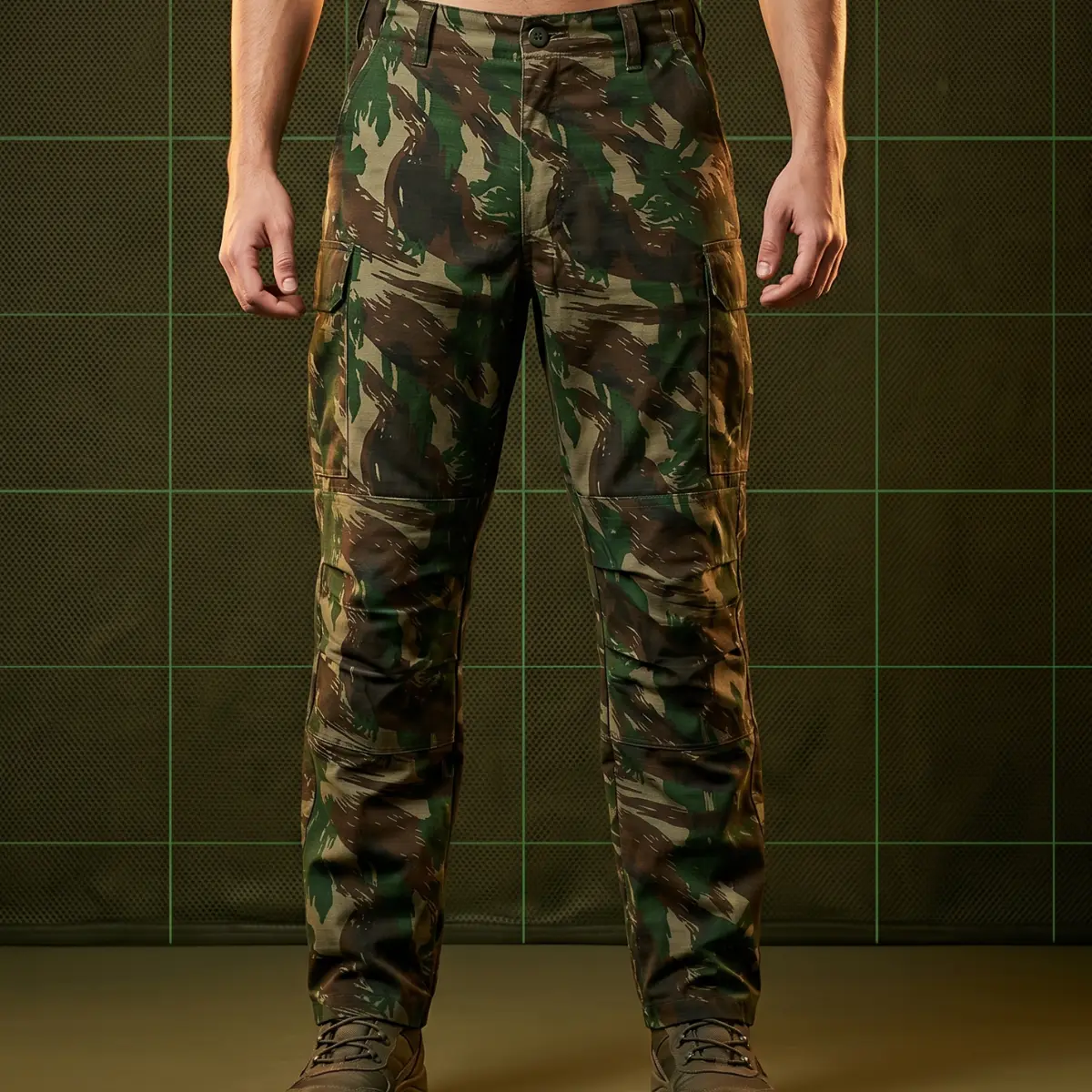 Calça Tática Militar Ripstop Cargo com Reforço Duplo Camuflada EB P