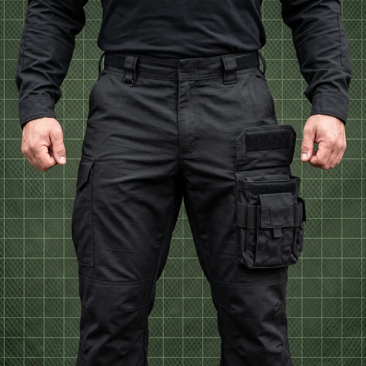 Calça Tática Militar Ripstop Cargo com Reforço Duplo Preta 42