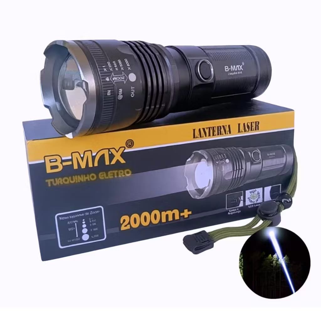 Lanterna Tática B-Max BM-8516 Recarregável LED